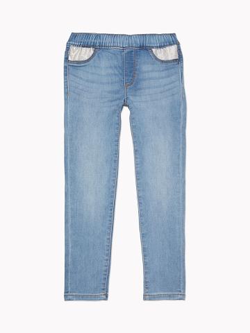 Lány Tommy Hilfiger Pull-On Glitter Jegging Leggings Kék | HU 1825MQZ